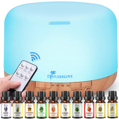 Diffuserlove Essential Oil Diffuser 500ML Aromatherapy Diffuser Mist Humidifiers 7 Color LED Lights Diffusers for Home Office Bedroom (Size:6.7" L x 6.7" W x 4.7" H) "As an Amazon Associate, I earn from qualifying purchases"