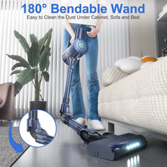 Cordless Vacuum Cleaner, 6 in 1 Stick Vacuum with 180° Bendable Wand，Self-Standing Powerful Suction Rechargeable Vacuum Cleaners, Lightweight Vacuum for Hardwood Floor Carpet Pet Hair