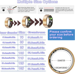 Smart Ring,Rechargeable Ring for Activity Trackers,Waterproof Sleep Tracker Health Ring,Fitness Tracker Smart Ring for Men Women Sports Time,Calories Compatible with Android & iOS (Rose Gold, 7)