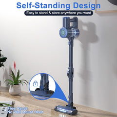 Cordless Vacuum Cleaner, 6 in 1 Stick Vacuum with 180° Bendable Wand，Self-Standing Powerful Suction Rechargeable Vacuum Cleaners, Lightweight Vacuum for Hardwood Floor Carpet Pet Hair
