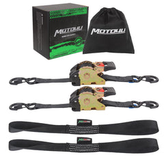 MOTO4U Retractable Ratchet Straps,1" x 10' Self Ratcheting Ratchet Tie Down Straps with Soft Loops &Storage Bag,Heavy Duty Upgrade S-Hook with Clip 660LBS for Motorcycle Kayak ATVs Boats(4PCS)