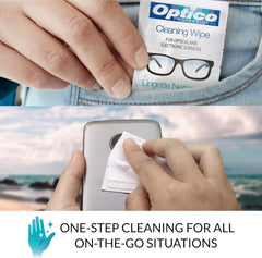 Optico Pre-Moistened Cleaning Cloths - premium quality cleaner for eye glasses, screens, and cameras lenses - No spray bottle or microfiber needed (99 Count)