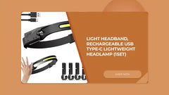 Light Headband, Rechargeable USB Type-C Lightweight Headlamp (1Set) by@Outfy