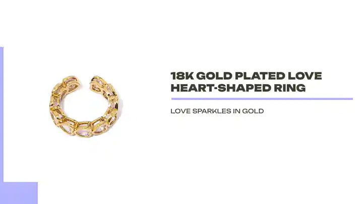 18K Gold Plated Love Heart-Shaped Ring by@Outfy